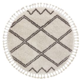 Kusový koberec Berber Asila cream and brown kruh - 160x160 (průměr) kruh cm