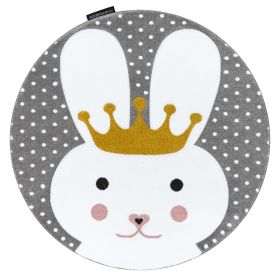 Dětský kusový koberec Petit Bunny grey kulatý - 160x160 (průměr) kruh cm - 160x160 (průměr) kruh cm