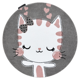Dětský kusový koberec Petit Kitty cat grey kruh - 120x120 (průměr) kruh cm - 120x120 (průměr) kruh cm