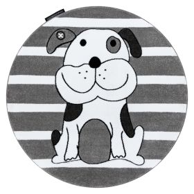Dětský kusový koberec Petit Puppy grey kruh - 160x160 (průměr) kruh cm - 160x160 (průměr) kruh cm