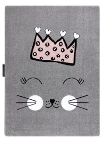 Dětský kusový koberec Petit Cat crown grey - 140x190 cm - 140x190 cm