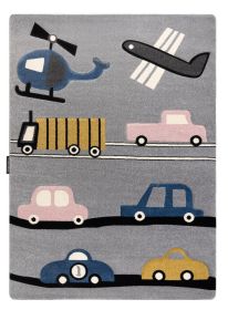Dětský kusový koberec Petit Toys cars grey - 120x170 cm - 120x170 cm