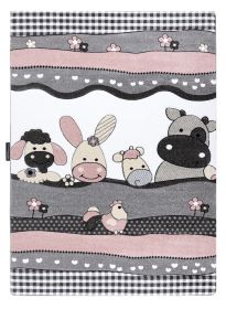 Dětský kusový koberec Petit Farm animals pink - 140x190 cm