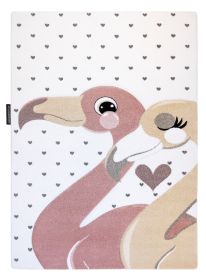 Dětský kusový koberec Petit Flamingos hearts cream - 140x190 cm