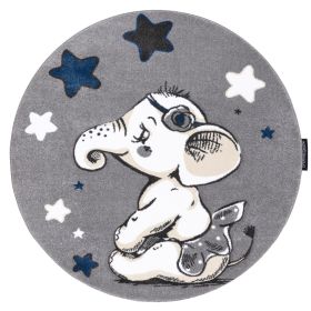 Dětský kusový koberec Petit Elephant stars grey kruh - 140x140 (průměr) kruh cm - 140x140 (průměr) kruh cm