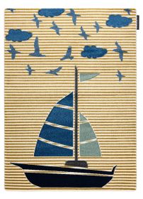 Dětský kusový koberec Petit Sail boat gold - 120x170 cm - 120x170 cm