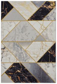 Kusový koberec Flair 105610 Noble Black Grey Gold - 80x165 cm - 80x165 cm