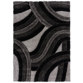 Kusový koberec Indulgence Velvet Carved Grey/Black - 80x150 cm