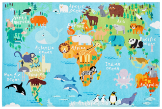 Dětský kusový koberec Torino kids 233 WORLD MAP - 120x170 cm - 120x170 cm