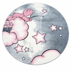 Dětský kusový koberec Kids 580 pink kruh - 120x120 (průměr) kruh cm - 120x120 (průměr) kruh cm