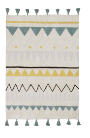 Bio koberec kusový, ručně tkaný Azteca Natural-Vintage Blue - 140x200 cm
