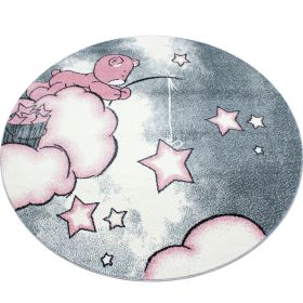 Dětský kusový koberec Kids 580 pink kruh - 120x120 (průměr) kruh cm - 120x120 (průměr) kruh cm