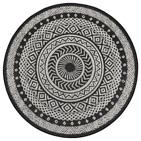 Kusový koberec Flatweave 104855 Black/Cream - 120x120 (průměr) kruh cm