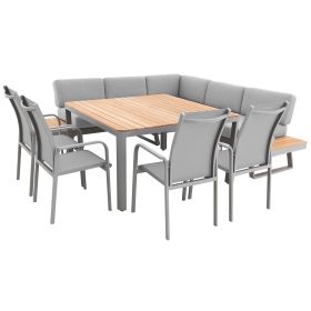 EXPERT PLUS AVERSA TEAK - zahradní 7-dílná hliníková jídelní souprava