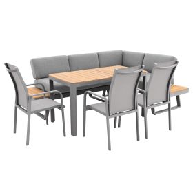 EXPERT PLUS AVERSA TEAK - zahradní 6-dílná hliníková jídelní souprava