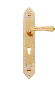 Dveřní klika Palace Conchiglia štítková s potahem 24k zlata