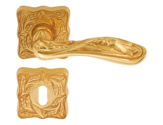 Dveřní klika Lalezar čtvercová rozeta  s potahem 24k zlata