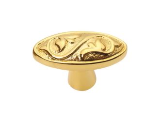 Nábytková knopka Curl s vlysem 33x17mm s potahem 24k zlata
