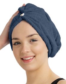 Rychleschnoucí froté turban na vlasy, tmavě modrý
