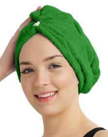 Rychleschnoucí froté turban na vlasy, tmavě zelený