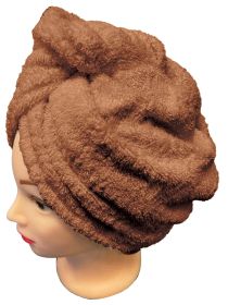 Rychleschnoucí froté turban na vlasy, hnědý