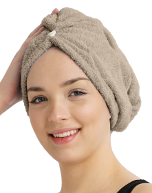 Rychleschnoucí froté turban na vlasy, béžový