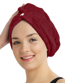 Rychleschnoucí froté turban na vlasy, vínový