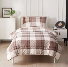 Povlečení Mikroplyš Hnědé káro 140x200, 70x90 cm