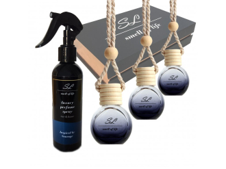 Smell of Life Dárková sada 3 for HIM  - Parfém do bytu/auta inspir. Sauvage 200 ml - 3 x Vůně do auta inspir. Sauvage, One Million,  a Bottled 10 ml