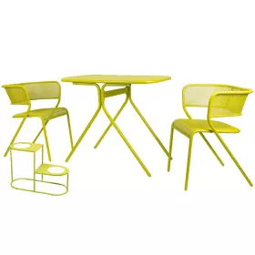 Zahradní bistro set MENTE žlutá + zdarma držák na květiny