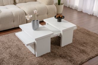 Sanctuary set konferenčních stolků, bílé dřevo