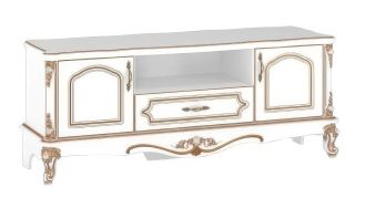 BABYLON luxusní televizní stolek stolek, bílá/zlatá