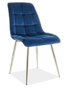 Jídelní čalouněná židle SIK CHROM VELVET granátově modrá/chróm