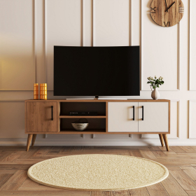 Exxen TV stolek na nožičkách, dub / bílá