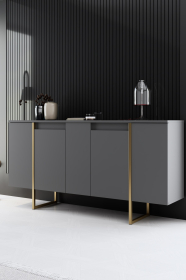 Luxe komoda na nožičkách, antracit / zlatá