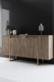 Luxe komoda na nožičkách, ořech / zlatá
