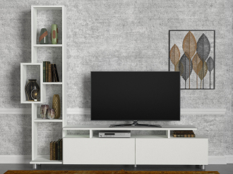 Tulip TV stolek s regálem, bílá