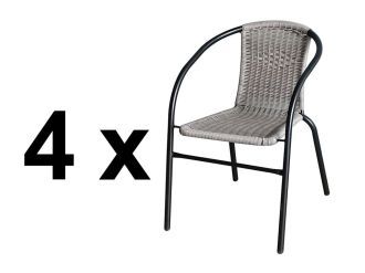 Balkonová židle BASILEJ II černá/šedá (set 4 ks)