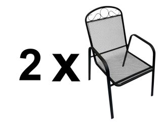 Zahradní kovové křeslo BRUSEL černé (2 ks)