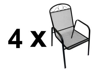 Zahradní kovové křeslo BRUSEL černé (4 ks)