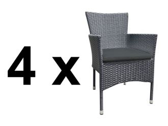 Zahradní ratanové křeslo (4ks) HAMBURG antracit