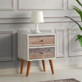Malmo stylový noční stolek, bílá / ořech