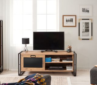 CAPUA TV stolek na nožičkách, borovice/černá