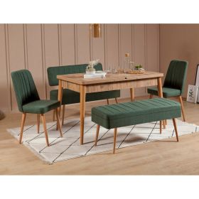 Vina 1070 jídelní set s rozkládacím stolem, borovice Atlantic / zelená