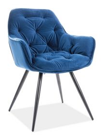 Jídelní čalouněná židle BERI velvet modrá/černá
