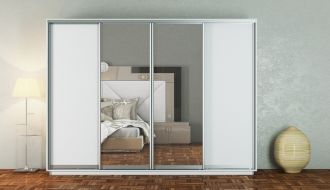 Šatní skříň GAMMA 300/240 bílá/zrcadlo