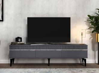 BREVIG TV stolek na nožičkách, antracit / stříbrná