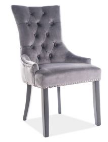 Jídelní čalouněná židle MANUEL VELVET šedá/černá