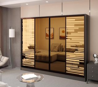 Šatní skříň s posuv. dveřmi 280 LIENA antracit/zrcadlo bronz