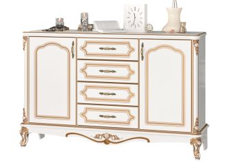 BABYLON luxusní komoda, barva bílá/zlatá
